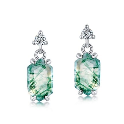 Natural water grass agate earrings