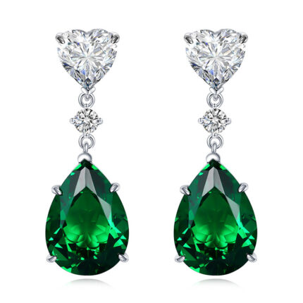 Water droplet emerald earrings